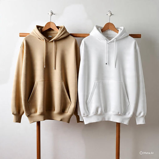 Combo of two Stylish solid Hoodies unisex best for winters (Beige, White)