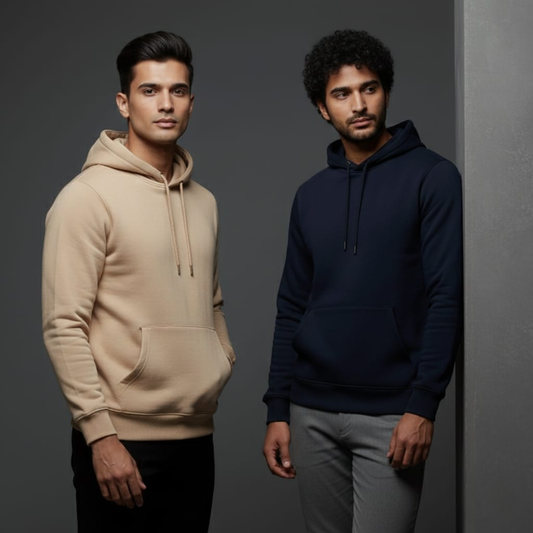 Pack of 2 Premium Hoodies – Ultimate Comfort & Style Combo (beige & Blue )